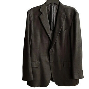 Ermenegilde Zegna Duo Men 54R Jacket Gray Black Windowpane Silk Cashmere Classic